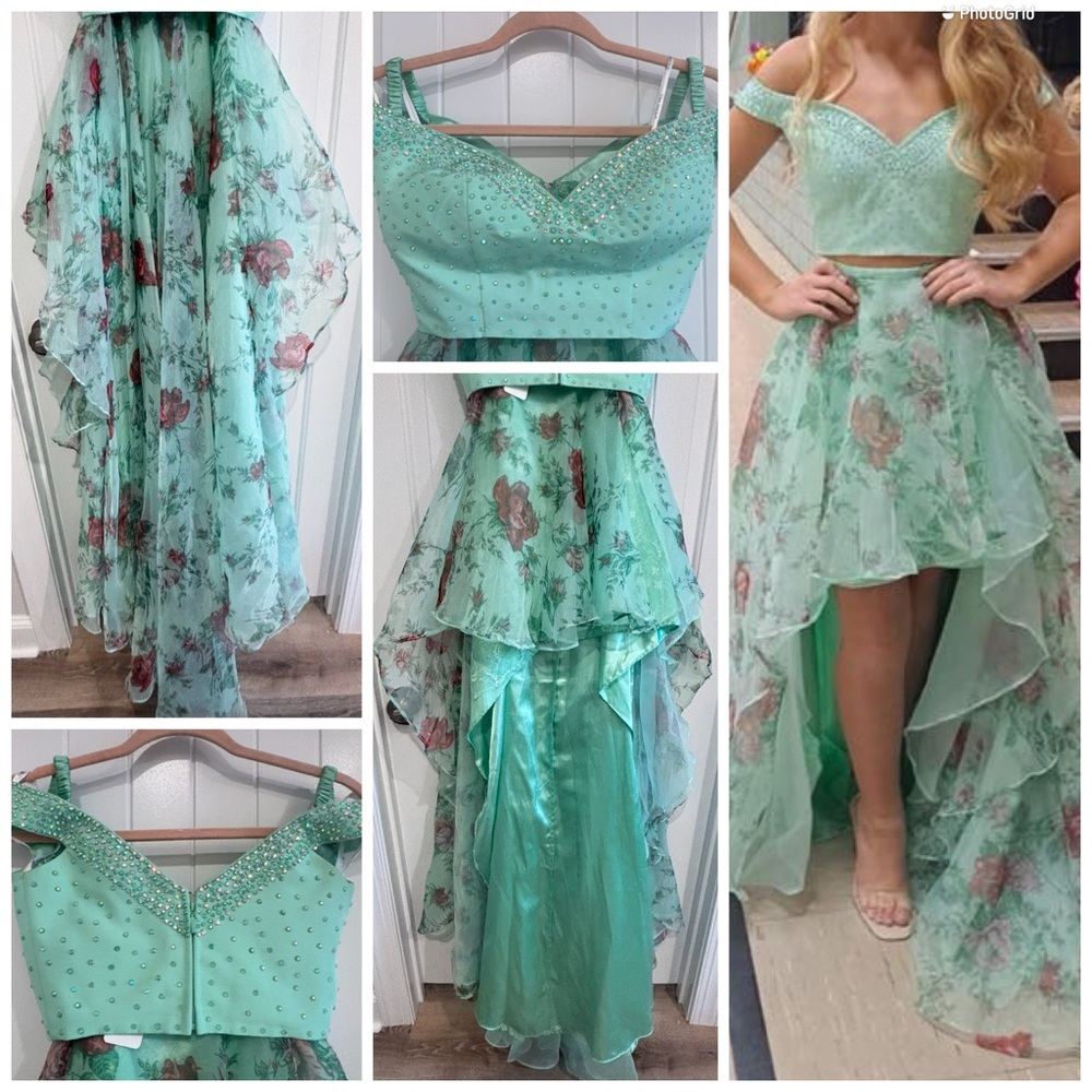 Sherri Hill Mint Green Floral Dress